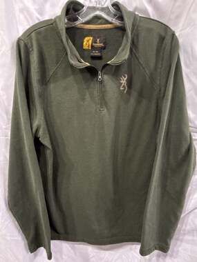 Browning Men's Tom Quarter Zip Fleece Pullover Olive Green Size XL